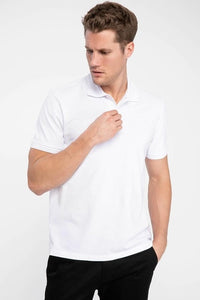 DeFacto Summer Dark Green Mens Short-Sleeved Solid Color Polos Shirts Male Casual Lapel Polos K0337AZ19SMGN245